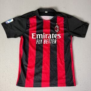 AC Milan 2020-21 Home Soccer Jersey #15 Red Black Serie A Adult Unmarked